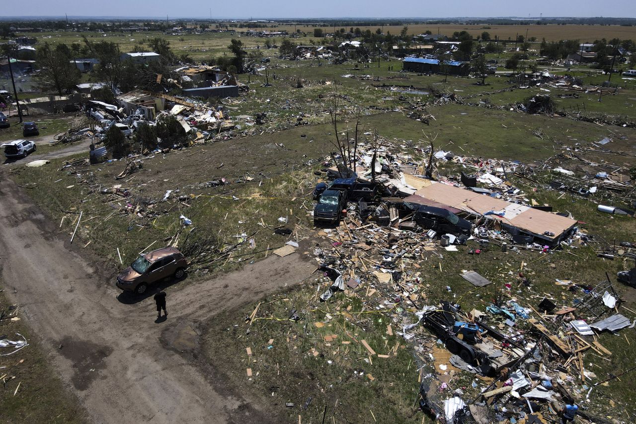 Destroyed homes are seen in Valley View, Texas, on May 26, after a tornado the previous night.