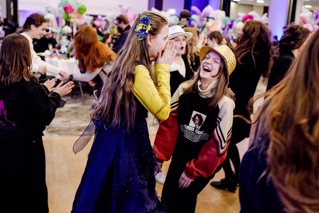 Refugee orphans and other members of the Odessa Jewish community joined the Berlin Jewish community for this year's Purim celebrations in Berlin, Germany.