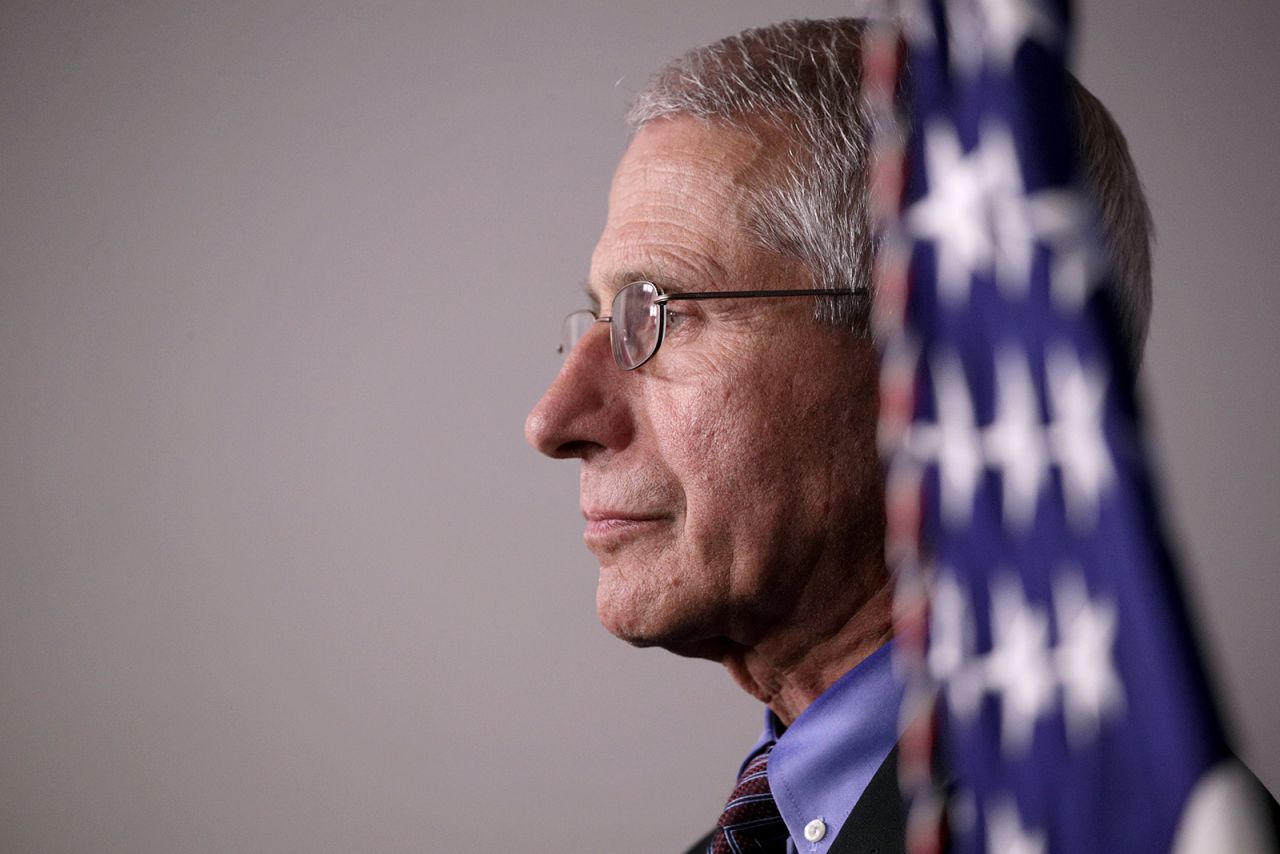 Dr. Anthony Fauci attends a White House coronavirus briefing in April.