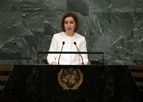 Moldova's President Maia Sandu addresses the United Nations General Assembly.