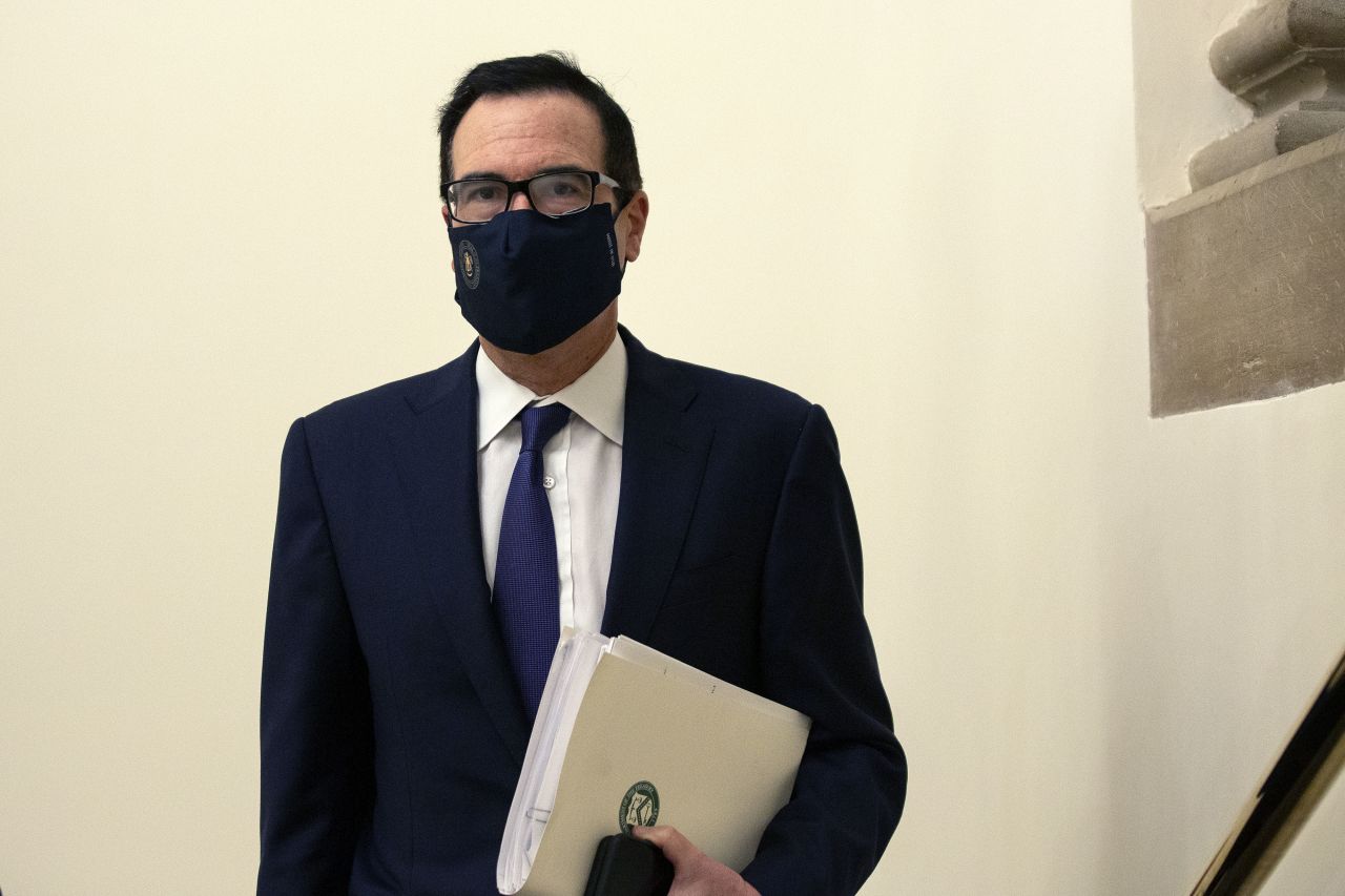 Steven Mnuchin, the US treasury secretary, arrives for a meeting at the Capitol in Washington, DC, on July 28.