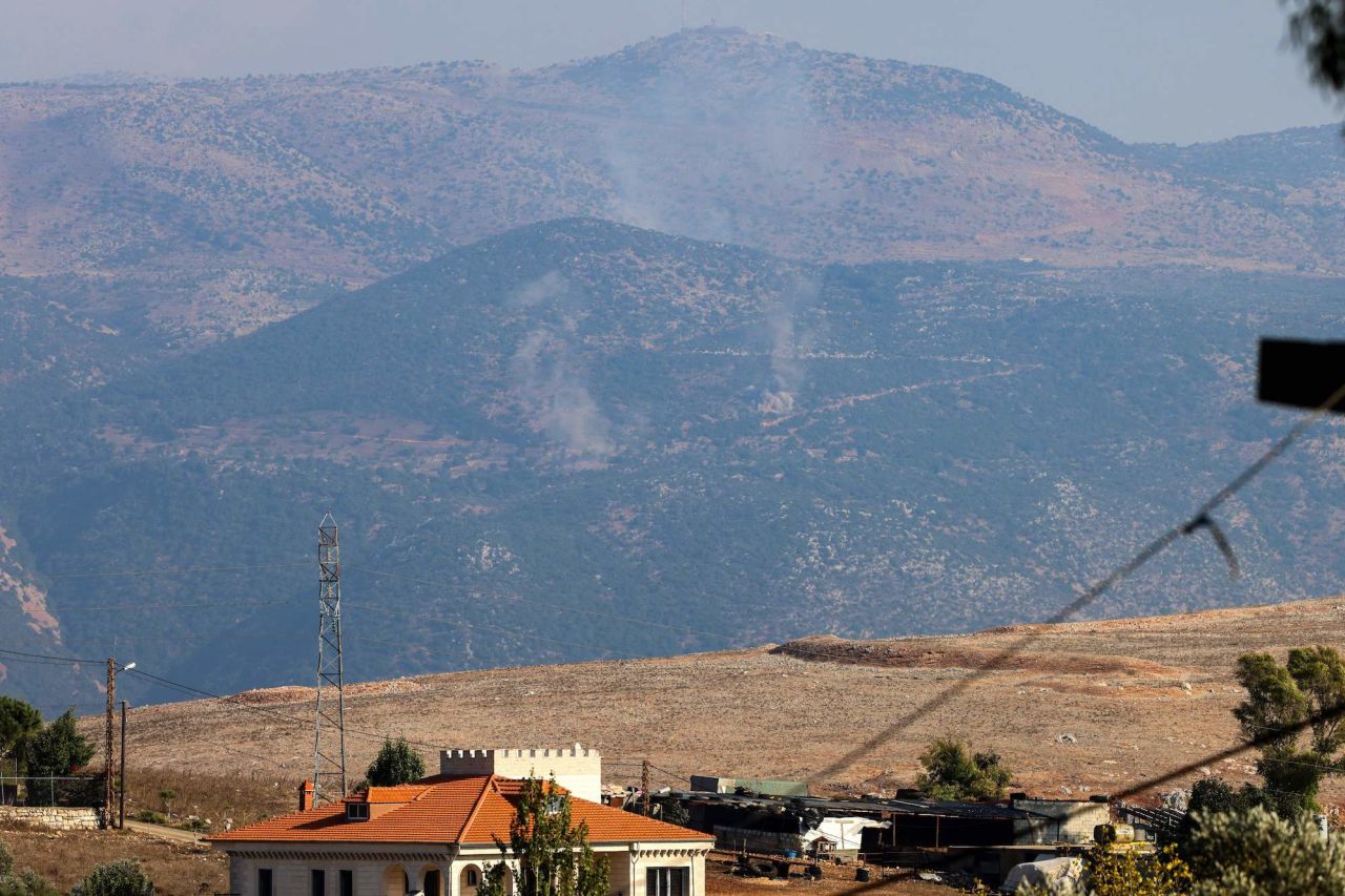 A picture taken from the Lebanese town of Marjayoun shows smoke billowing in the disputed border area of Shebaa Farms on Saturday.