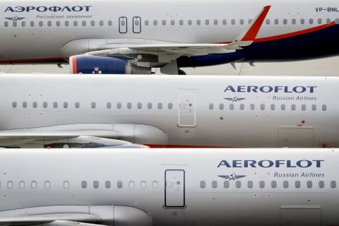 Aeroflot Russian Airlines Airbus A320 civil jet aircrafts at Moscow-Sheremetyevo International Airport, Russia, on September 16, 2021.