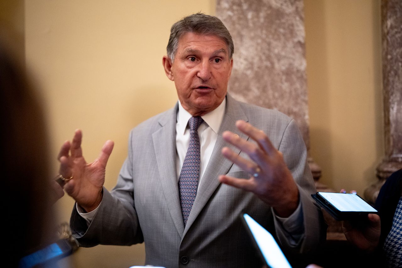 Sen. Joe Manchin speaks to reporters outside the Senate Chamber on Capitol Hill on June 3, in Washington, DC.