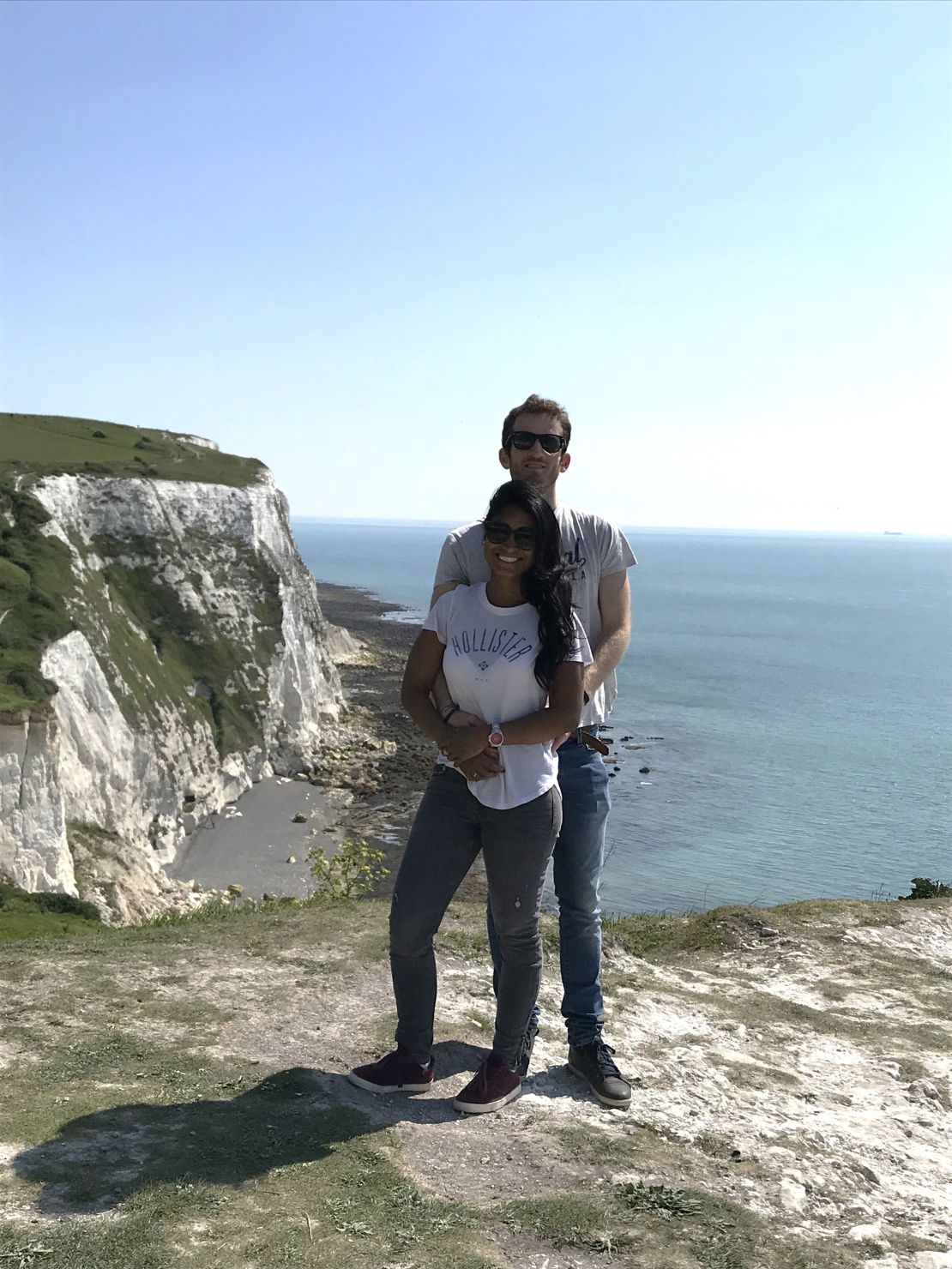 Here's Tristano and Alessandra during a trip to the White Cliffs of Dover in the UK.