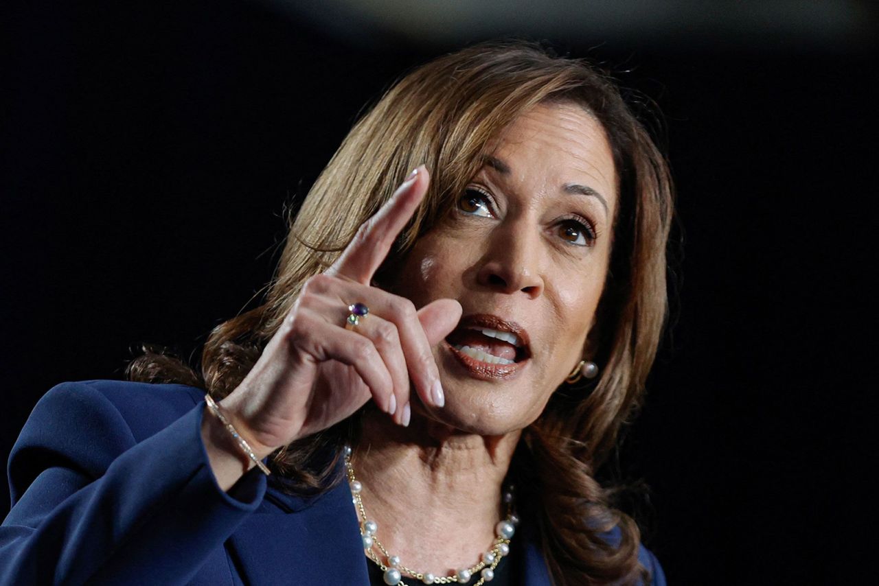 Vice President Kamala Harris speaks in Milwaukee, Wisconsin, on July 23.