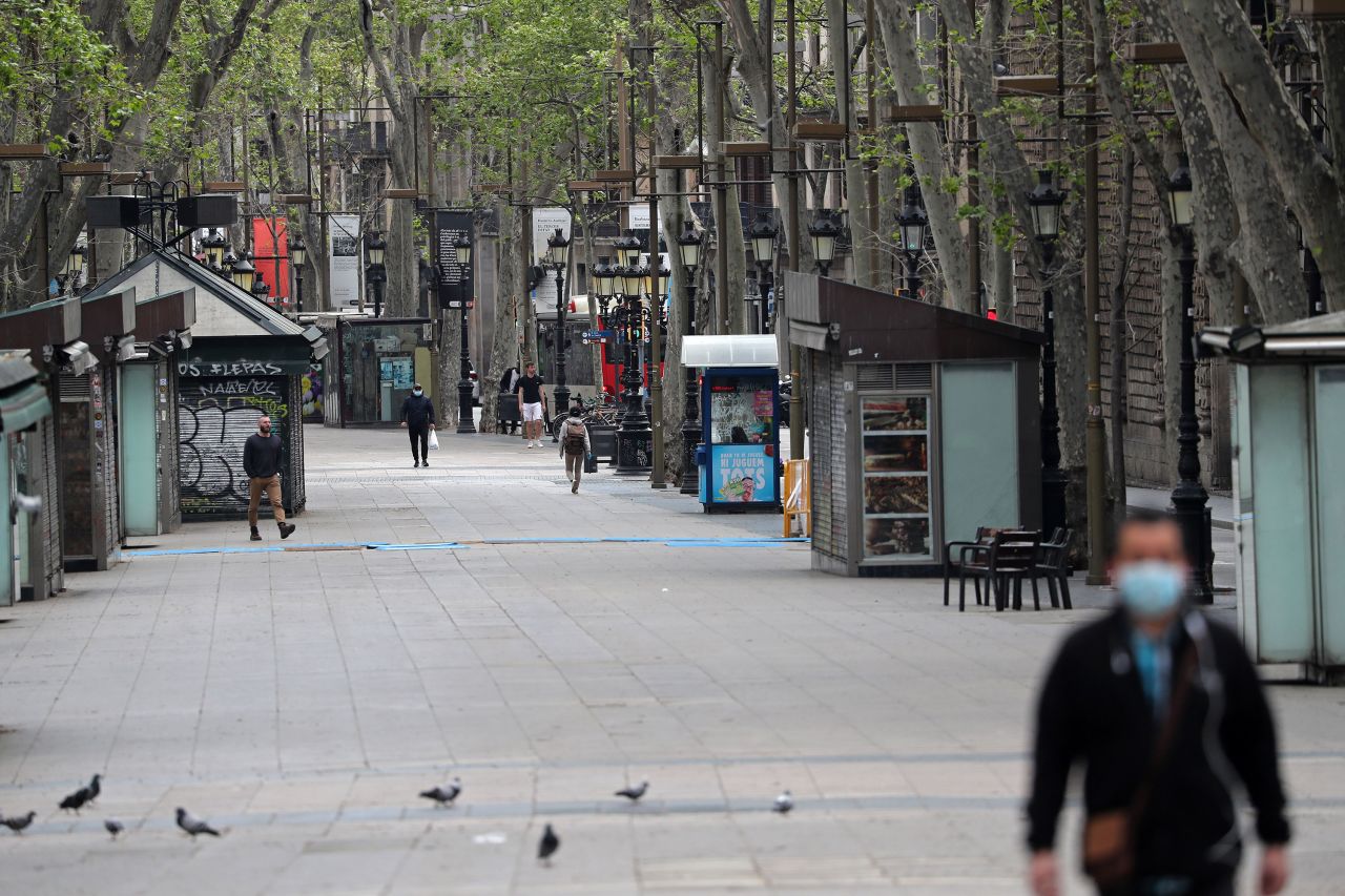 Las Ramblas in Barcelona on April 3.