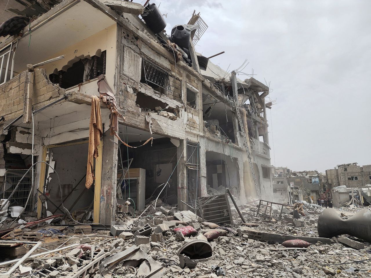 A view of the site, after an Israeli strike on a house in?Beit?Lahia, in the northern Gaza Strip, on May 20.