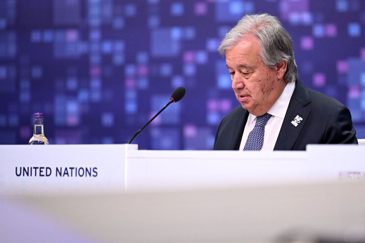 UN Secretary General Antonio Guterres attends the UK Artificial Intelligence (AI) Safety Summit at Bletchley Park, in central England, on November 2.