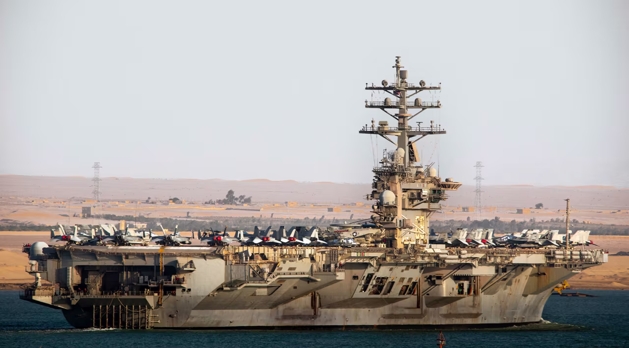 The USS Eisenhower is seen in the Suez Canal in November 2023. 