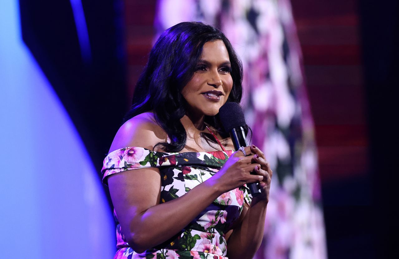 Mindy Kaling speaks onstage during Warner Bros. Discovery Upfront 2024 on May 15, 2024 in New York.