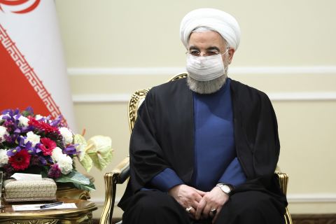 Iranian President Hassan Rouhani is pictured on April 13, during a meeting with Russian Foreign Minister Sergey Lavrov in Tehran. 