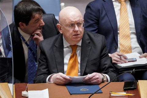 Vasily Nebenzya, Permanent Representative of Russia to the United Nations is seen on Thursday, May 19.