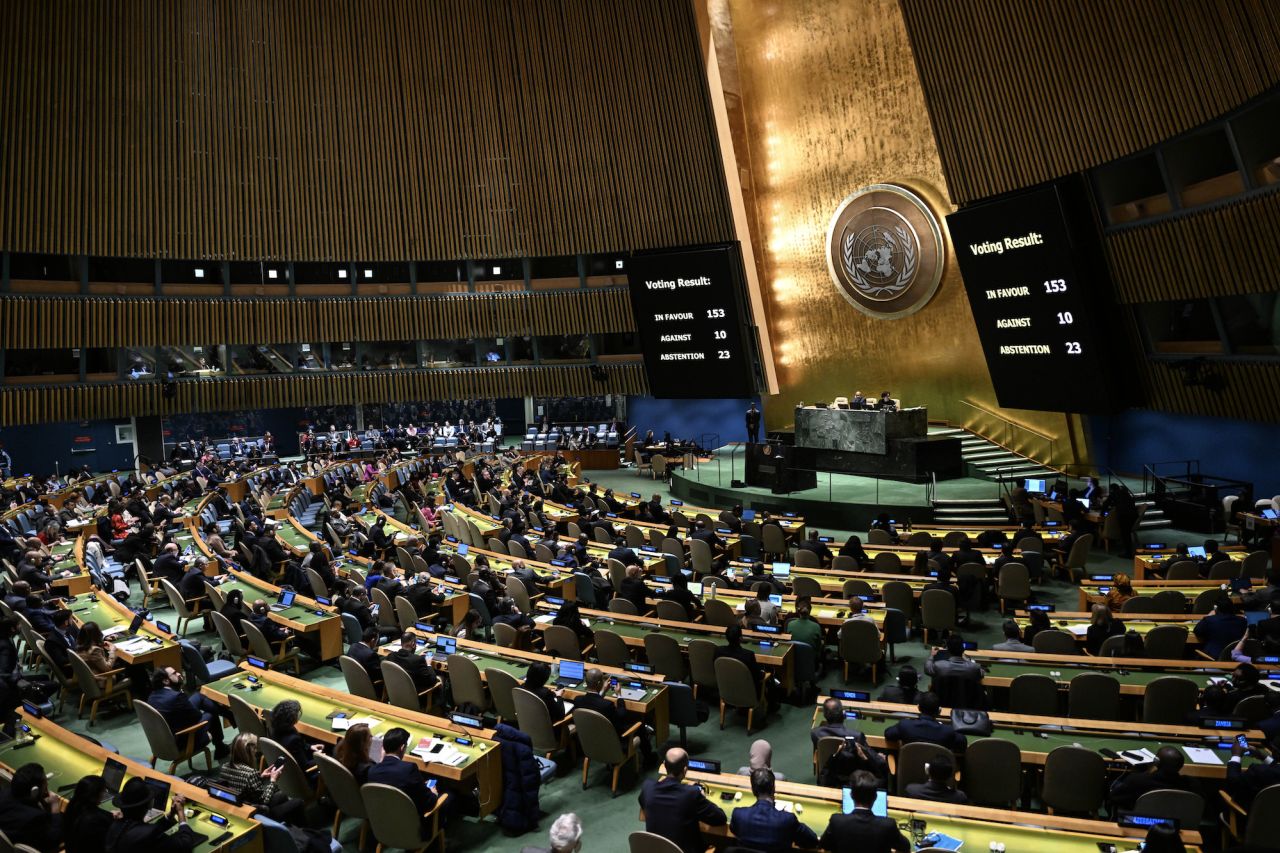 The United Nations General Assembly votes on Tuesday.