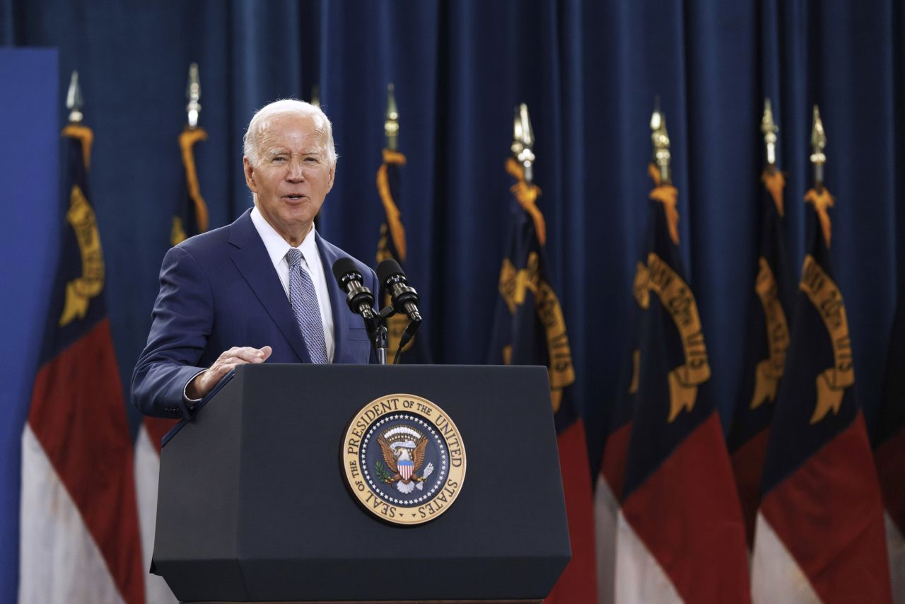 President Joe Biden speaks at an event in Raleigh, North Carolina, on January 18.