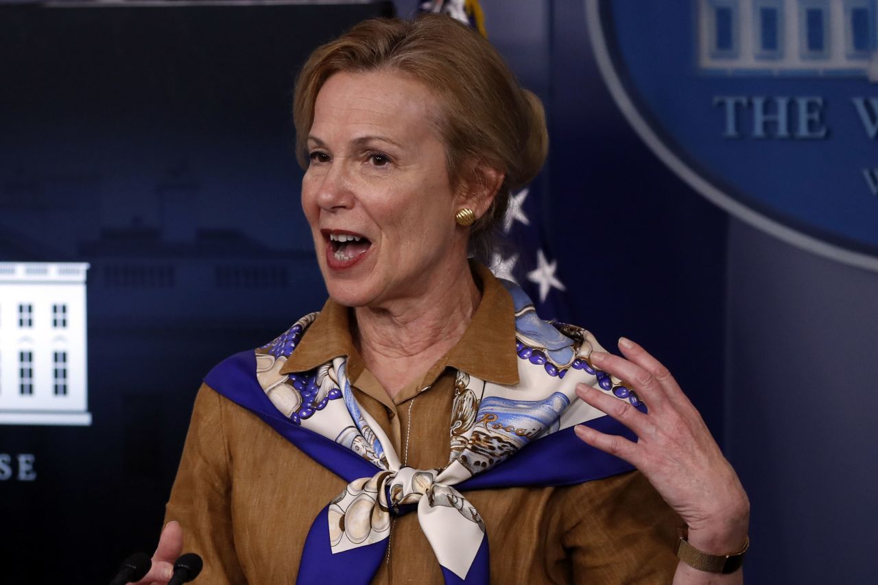 Dr. Deborah Birx, the White House coronavirus response coordinator, speaks about the coronavirus at the White House on April 6.