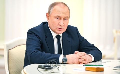 Russian President Vladimir Putin attends a meeting in Moscow, Russia, on April 26.