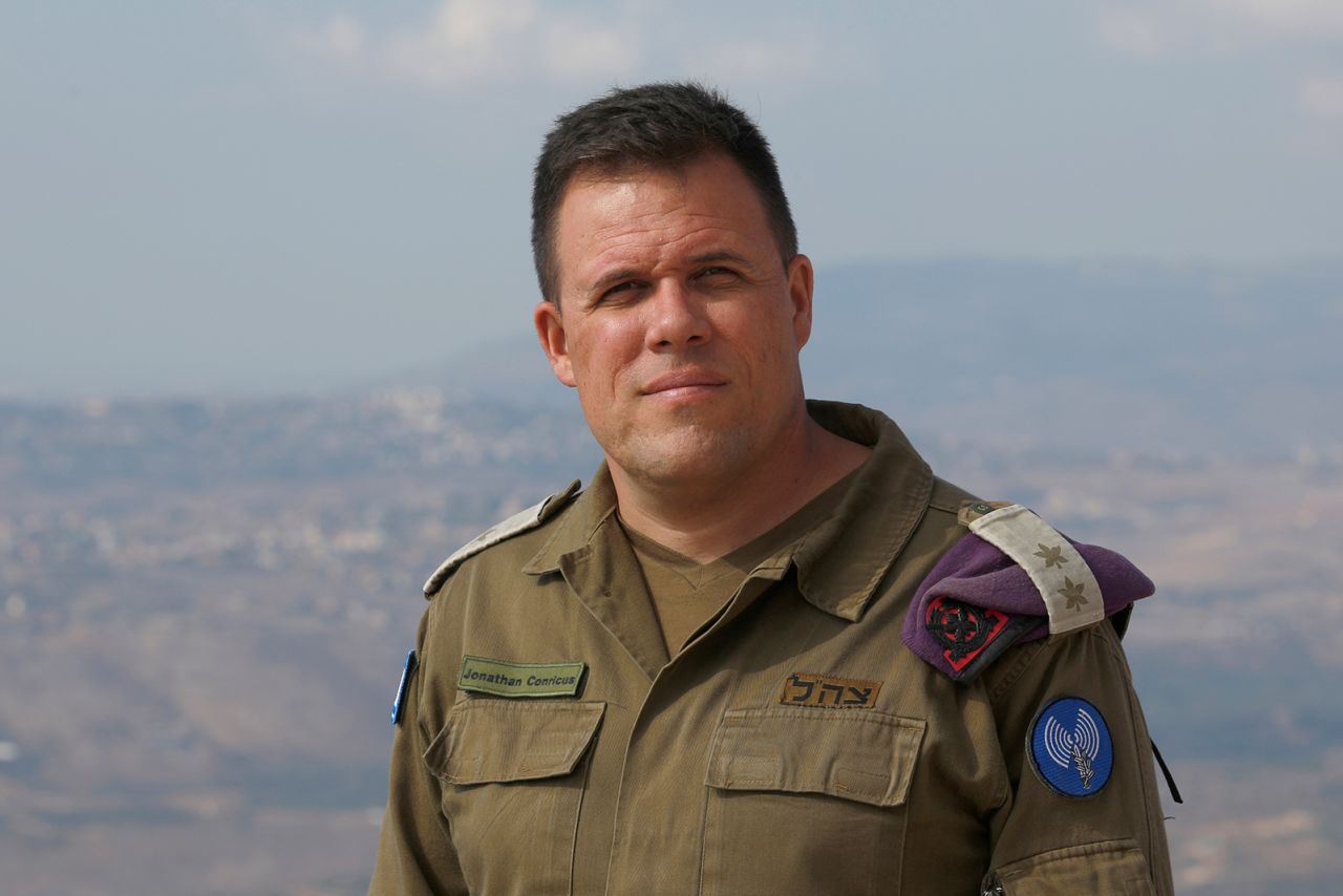 Jonathan Conricus poses for a picture in the military base of Har Dov on Mount Hermon, between Israel, Lebanon and Syria on October 30, 2019. 