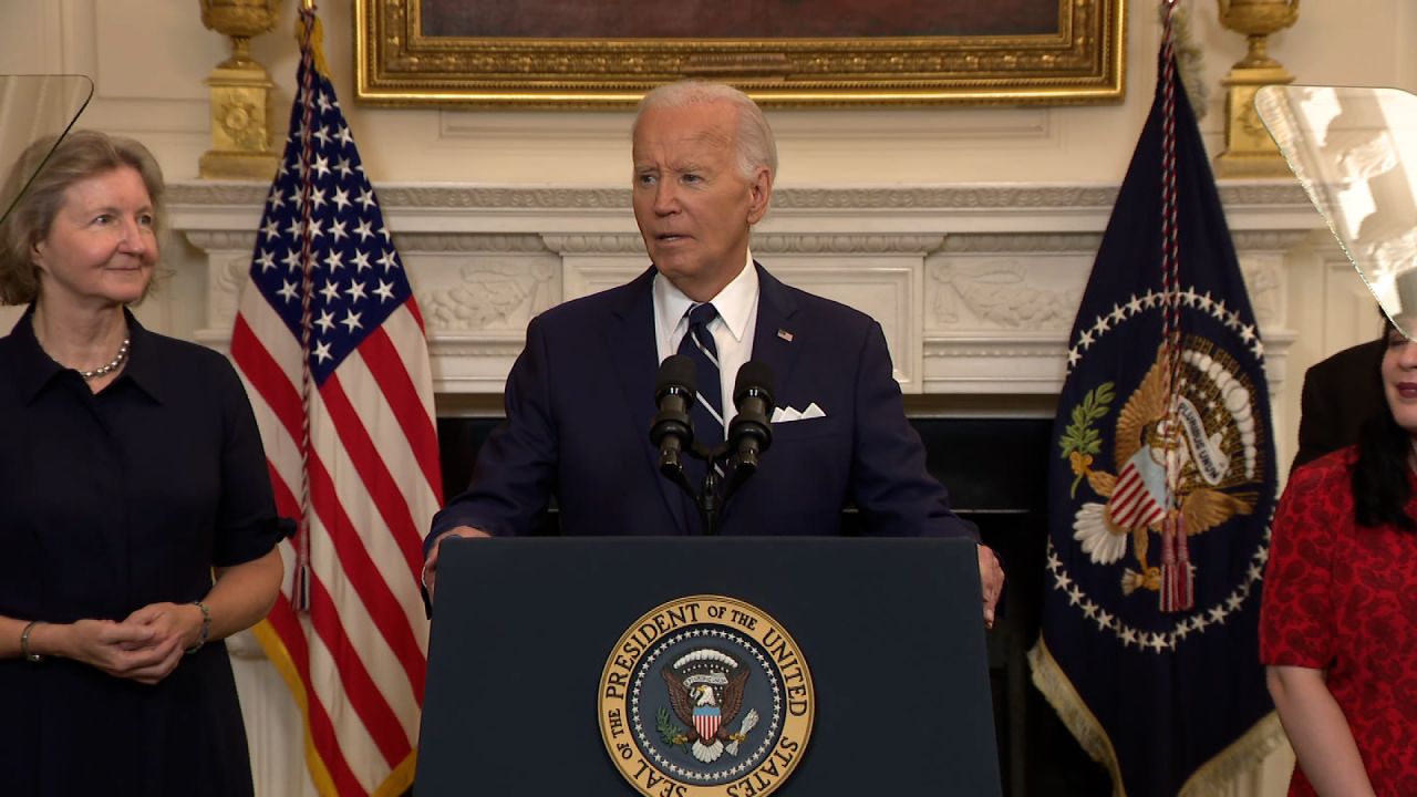 President Joe Biden speaks to reporters from the White House.