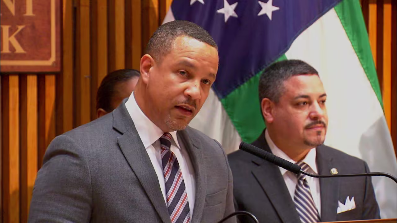 Breon Peace speaks during a press conference on April 13 in New York. 
