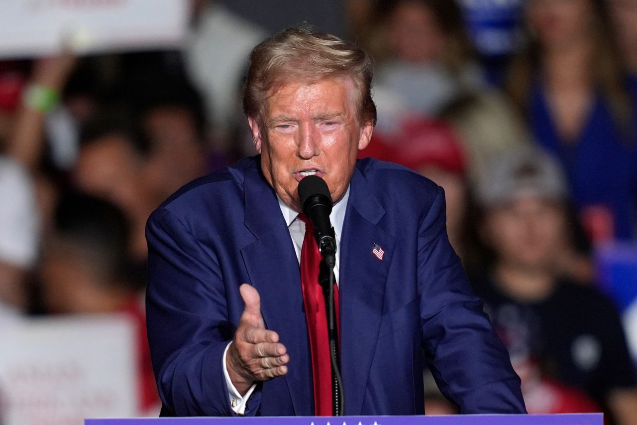 Former President Donald Trump speaks during a campaign event on September 13 in Las Vegas. 