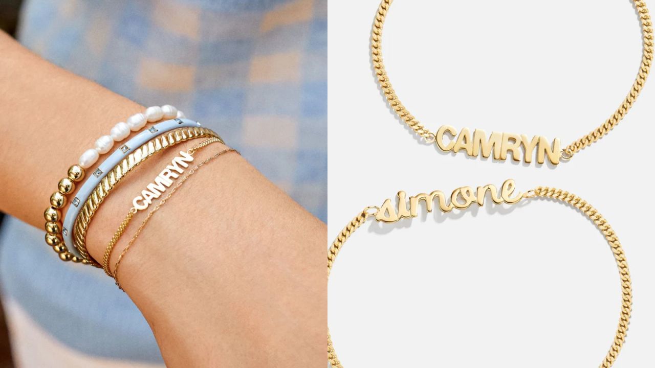 (6) 14K Gold Curb Chain Custom Nameplate Bracelet