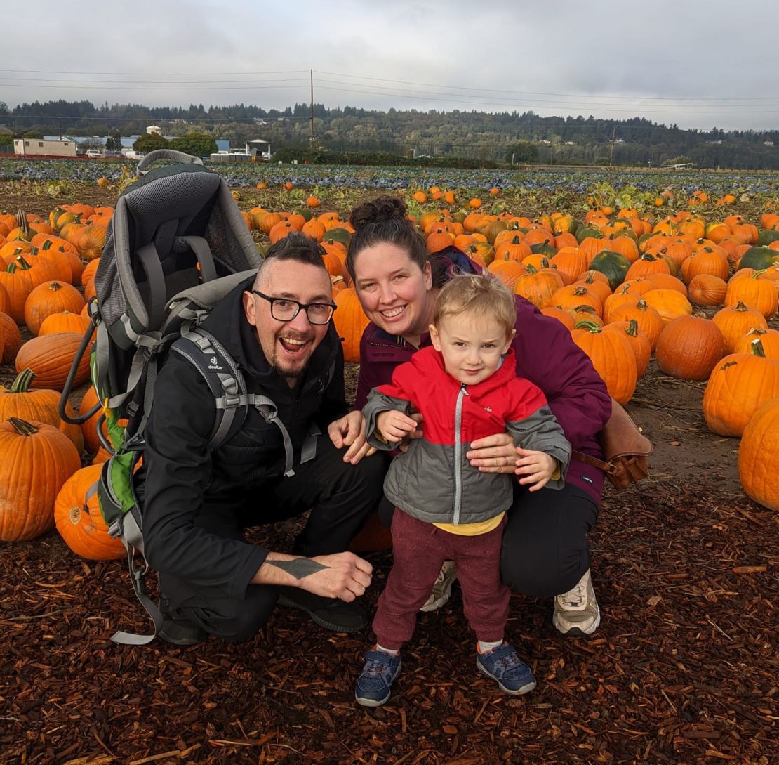Lucas and Amelia now have a young son, Jude. Here's the family photographed last fall.