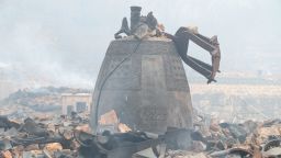 The remains of the Gounsa temple in Uiseong, North Gyeongsang Province, South Korea, following wildfires. The historic Buddhist temple is a registered national treasure built more than 1,300 years ago.