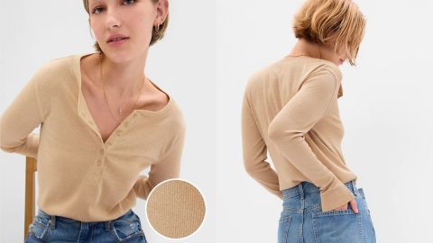 gap sponcon Metallic Henley T-Shirt