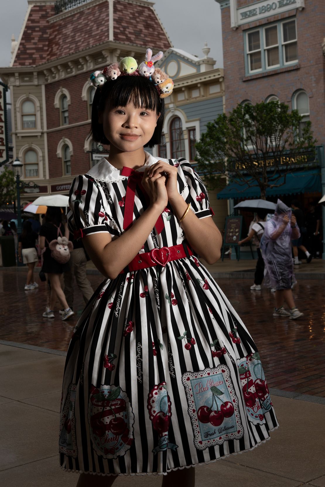 Linda Lee, 26, adds a Disney touch to her Lolita outfit with a "Duffy and Friends" headpiece.