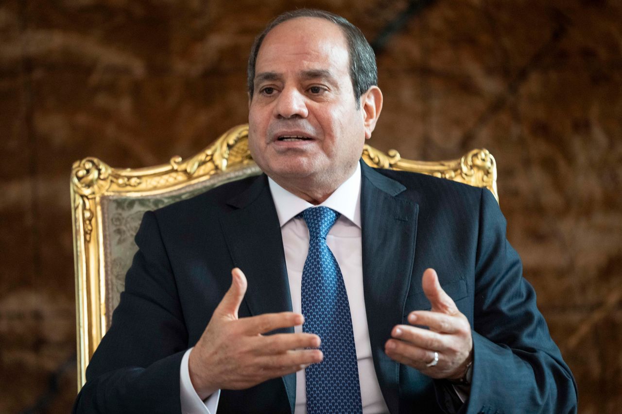 Egyptian President Abdel Fattah el-Sisi speaks in Cairo on October 15. 