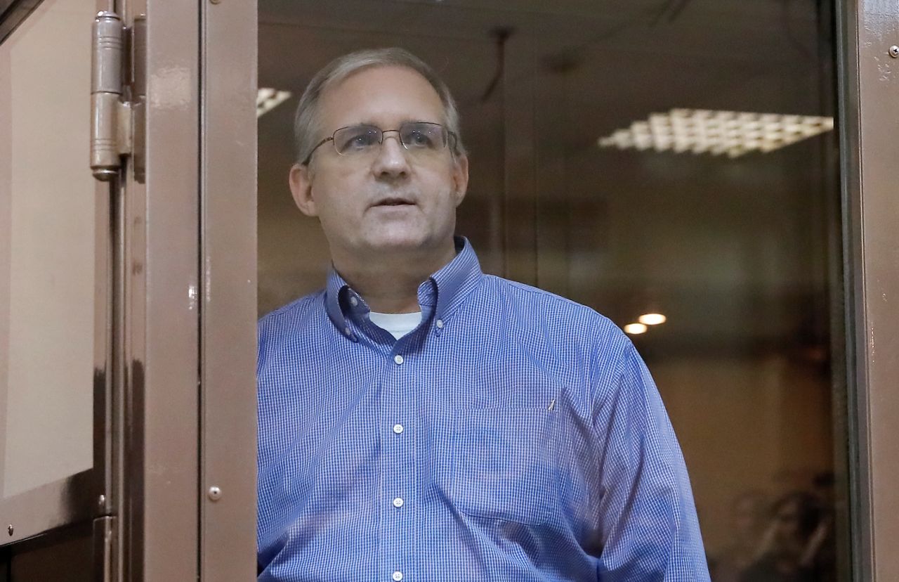 Former US marine Paul Whelan stands inside a defendants' cage during a court hearing in Moscow, Russia, on January 22, 2019.