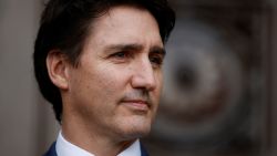 Canadian Prime Minister Justin Trudeau waits to greet Ecuador's President Daniel Noboa in Ottawa, Canada, on March 5. 