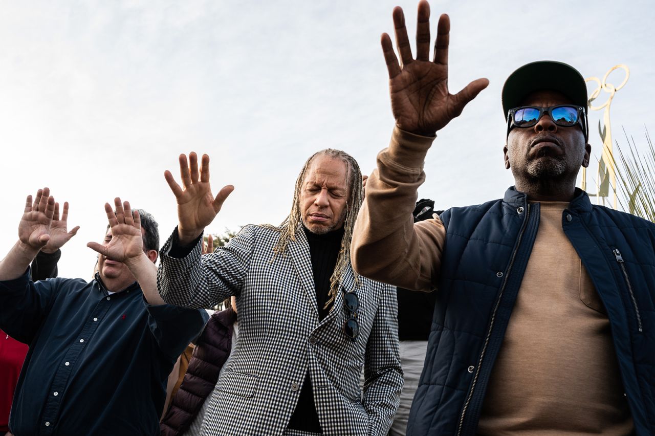 Local clergy gather during a vigil near the scene of the shooting in Monterey Park, California on January 22.