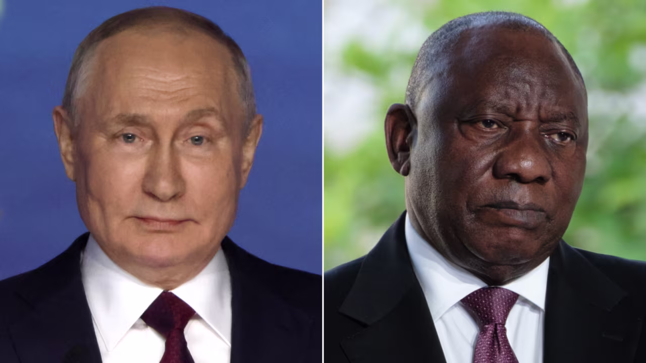Russian President Vladimir Putin and South African President Cyril Ramaphosa.
