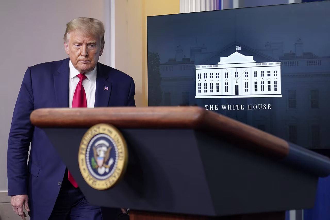 President Donald Trump arrives to speak at a news conference at the White House in Washington on Thursday, September 10.