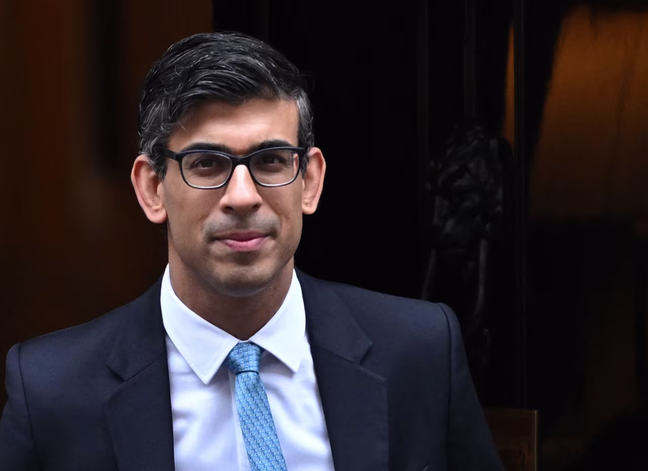British Prime Minister Rishi Sunak leaves 10 Downing Street in London on February 22. 
