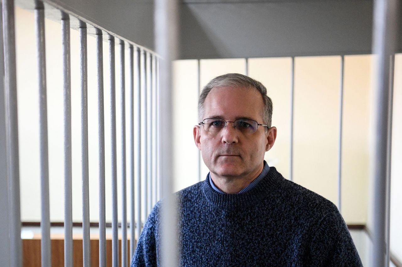 Paul Whelan, a former US Marine accused of spying and arrested in Russia stands inside a defendants' cage during a hearing at a court in Moscow, Russia, on August 23, 2019.