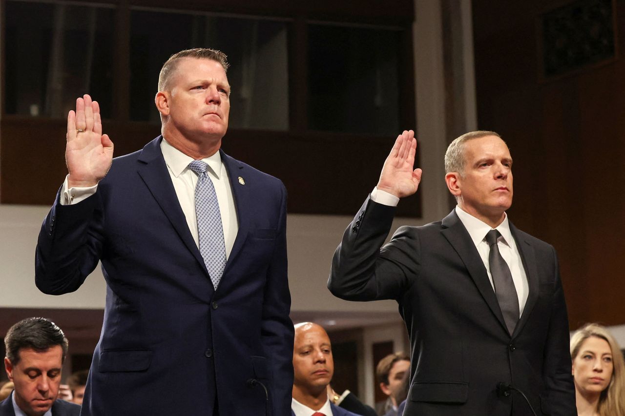 Acting Director of the US Secret Service Ronald Rowe and and Deputy Director of the FBI Paul Abbate appear before a Senate Judiciary Committee hearing on the attempted assassination of former President Donald Trump, on Capitol Hill in Washington, DC, on July 30.