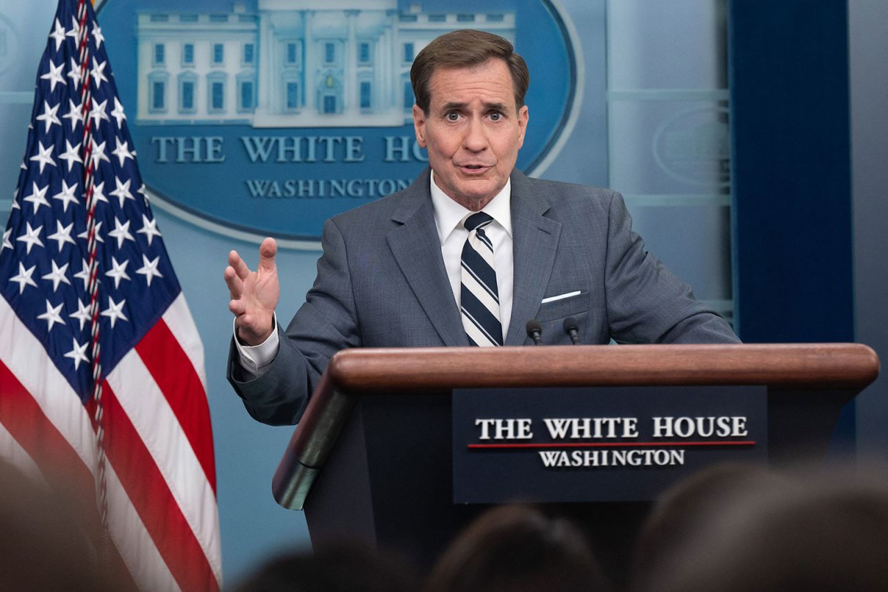US National Security Council Coordinator for Strategic Communications John Kirby speaks during a  White House press briefing in Washington, DC, on Wednesday, May 31.