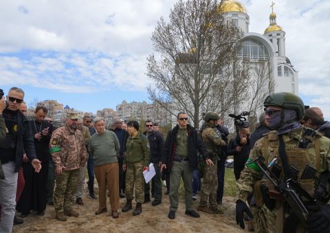 United Nations Secretary-General António Guterres visits Bucha, Ukraine on Thursday April 28.