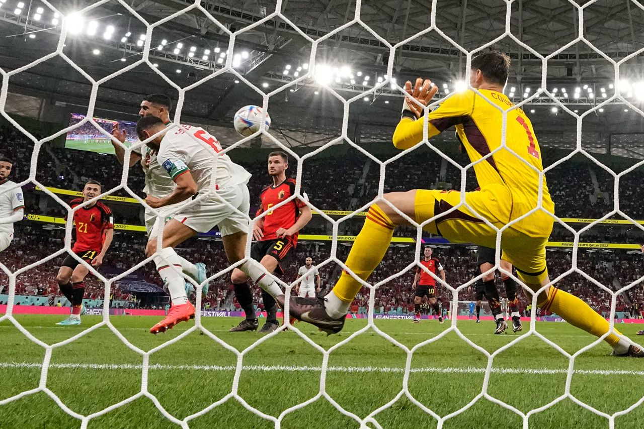 Morocco's Hakim Ziyech, not pictured, scores a goal against Belgium that was disallowed following review. 