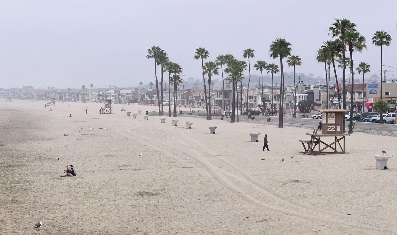 A nearly empty beach in Newport Beach, California, on April 30.