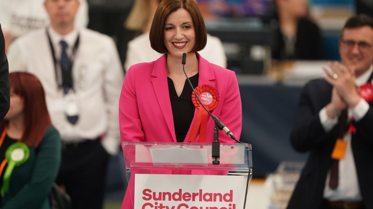 Bridget Phillipson, Labour's shadow Education Secretary, speaks after winning the Houghton and Sunderland South constituency on July 4. 