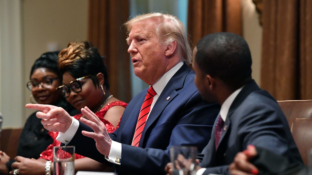 President Donald Trump speaks during an African-American History Month reception in the Cabinet Room of the White House on Feb. 27.