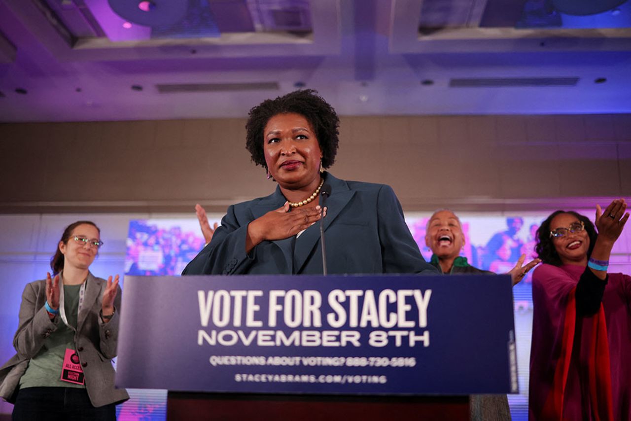 Abrams speaks at her elections night party in Atlanta, Georgia, on Tuesday, November 8.