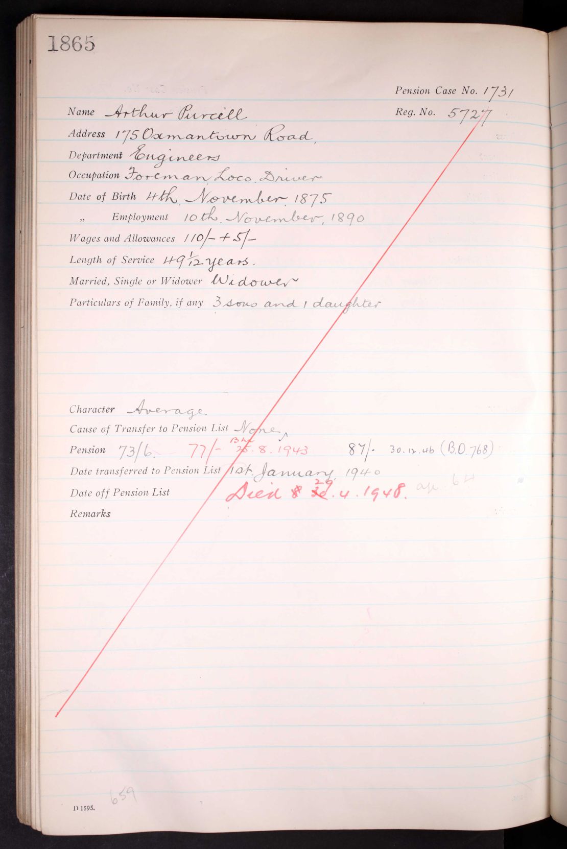 This pension record provides details on Arthur Purcell, who's said to be the great-grandfather of U2 frontman Bono, according to Ancestry. Purcell retired in 1940 after working for Guinness for nearly 50 years.