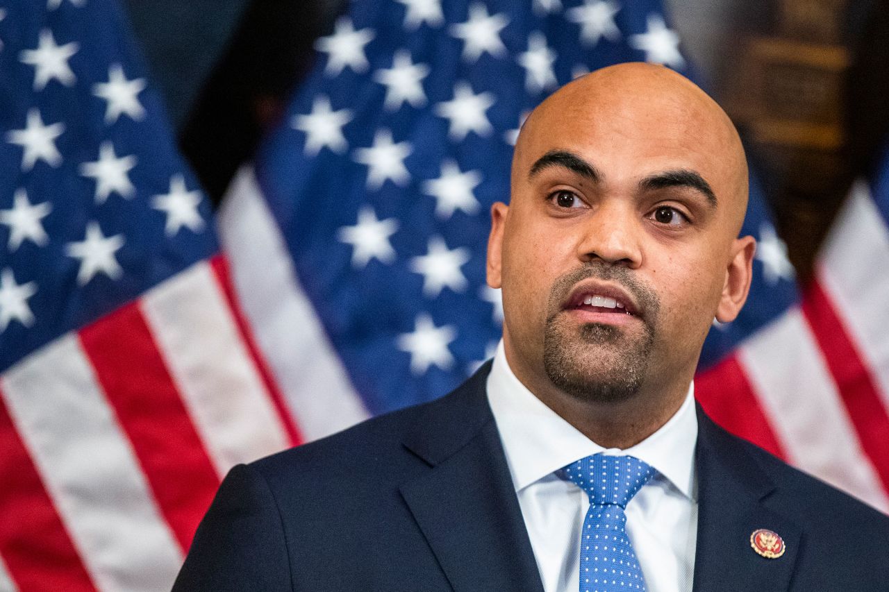 Rep Colin Allred speaks during a news conference on Capitol Hill in Washington, DC, in 2020.