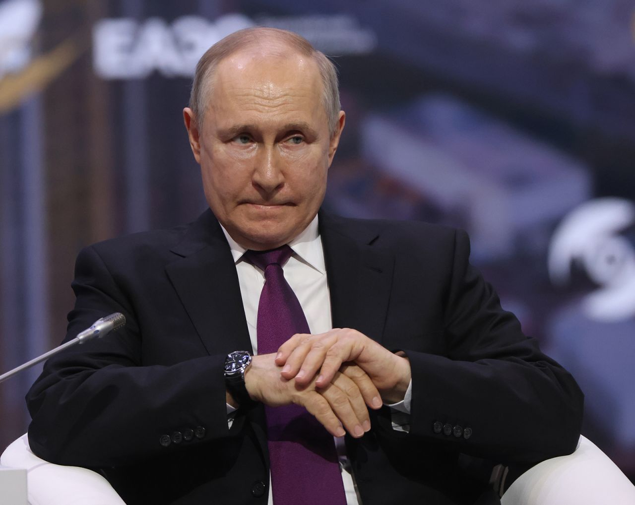 Vladimir Putin attends the Eurasian Economic Forum, in Moscow, Russia on May 24.