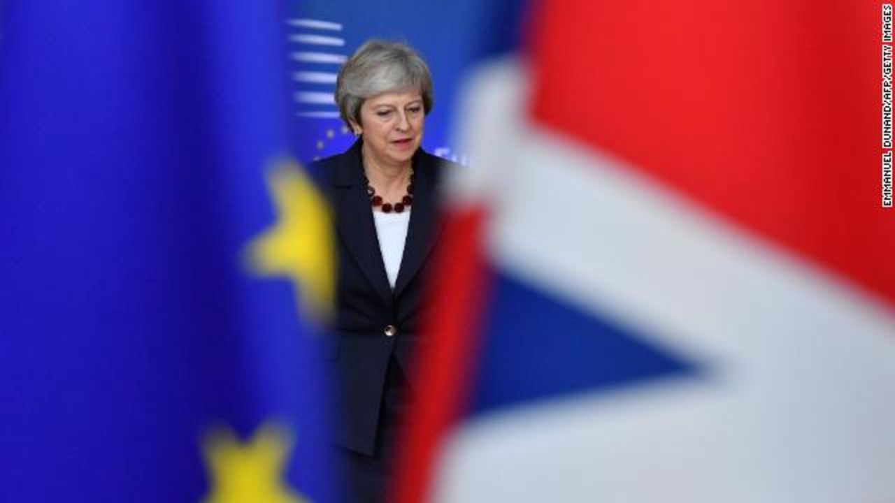 Britain's Prime Minister Theresa May arrives at the European Council in Brussels on October 17, 2018.